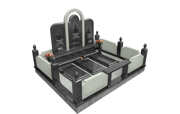 Мемориальный комплекс с плитами, скамейкой и поребриком